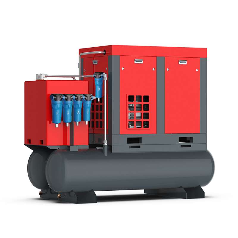 Mobile Tank Mounted Electric Silent Rotary Screw Air Compressors general industrial equipment 7.5KW 10HP air compressor 220v 8bar with dryer mounted air tank